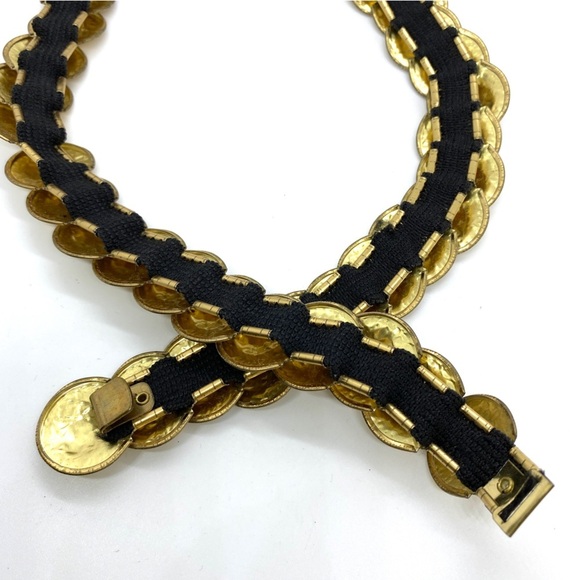 Stretchy Belt Goldtone Metallic Disc Belt Vintage - Picture 3 of 8